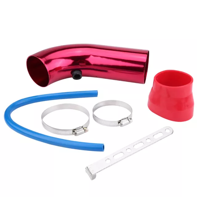 (Red)Universal Car Cold Air Intake Pipe Kit Aluminum Alloy Increase