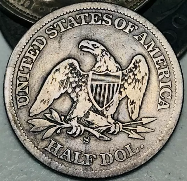 1862 S Seated Liberty Half Dollar 50C CIVIL WAR DATE 90% Silver US Coin CC21567