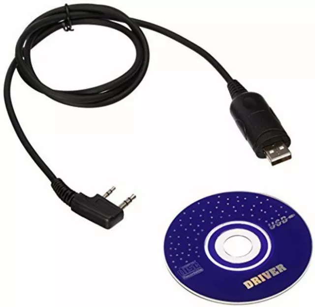 Programming Cable 2 Pin USB + Software CD For Baofeng UV-5R BF-888S 2-Way Radio