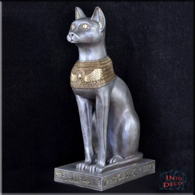 Figur Statue Bastet Skulptur Ägyptische Katze Dekofigur Pharao Antike Kunstharz