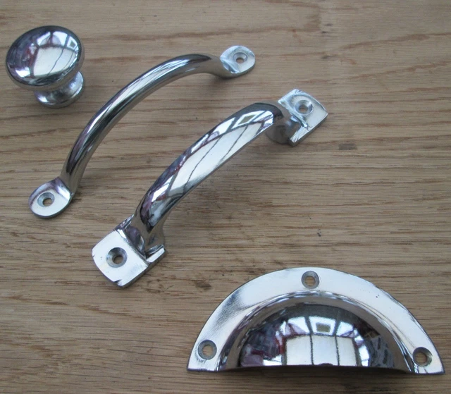 Cast Iron Antique Chrome Cabinet Cupboard Drawer Kitchen Door Handles Knobs Cup