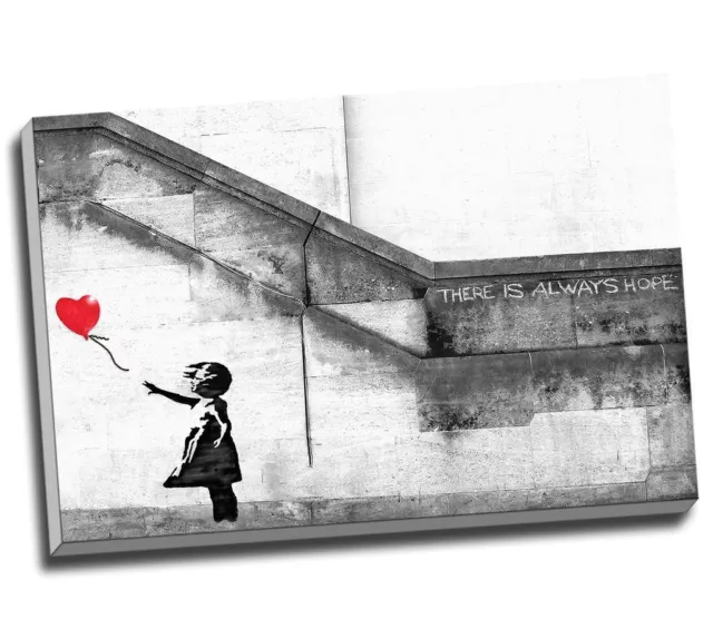 Banksy Girl with Red Balloon Stencil Canvas Print Wall Art 24x16"