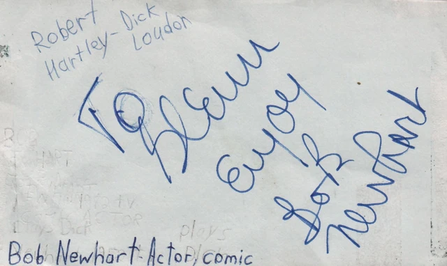 Bob Newhart Comedian Actor Movie Autographed Signed Index Card JSA COA