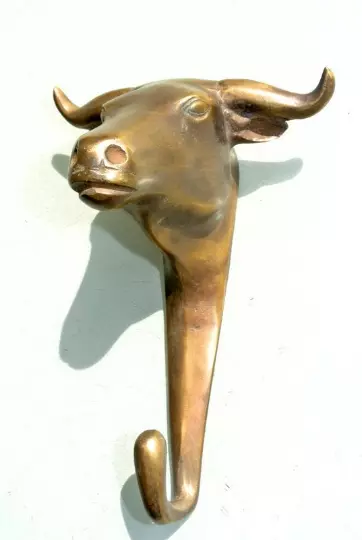 aged BULL COAT HOOK solid aged 100% brass vintage old style 6" hook heavy B