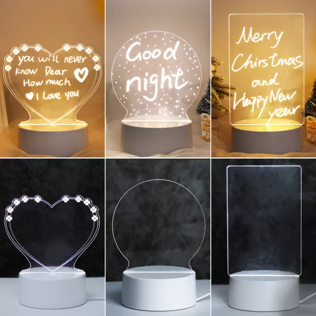 Creative Led Night Light USB Message Note Drawing Board With