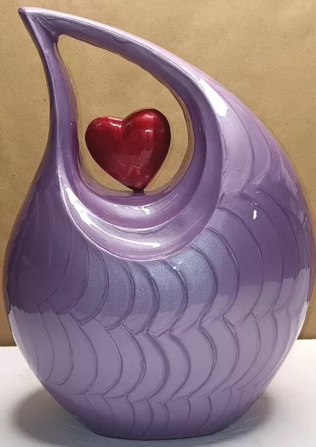 MEILINXU Hand Crafted Large Cremation Teardrop Heart of Love Urn, Elegant Purple