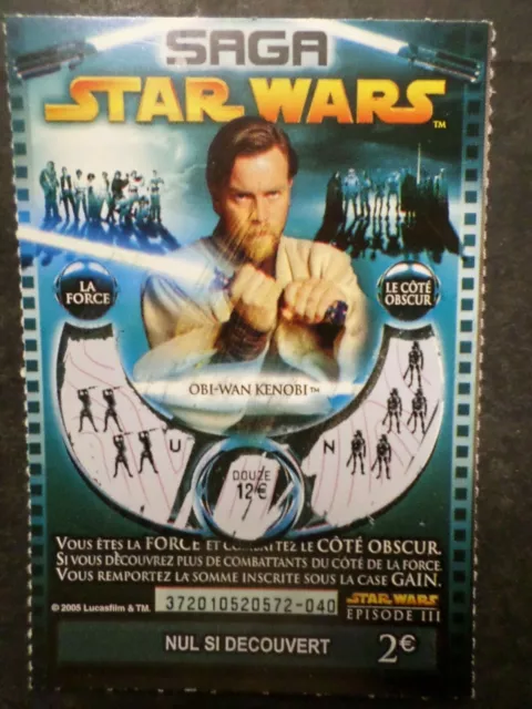 Ticket Arañar Saga Wars, Obi Wan Kenobi, Cine, VF Colección Muy Buen Estado De