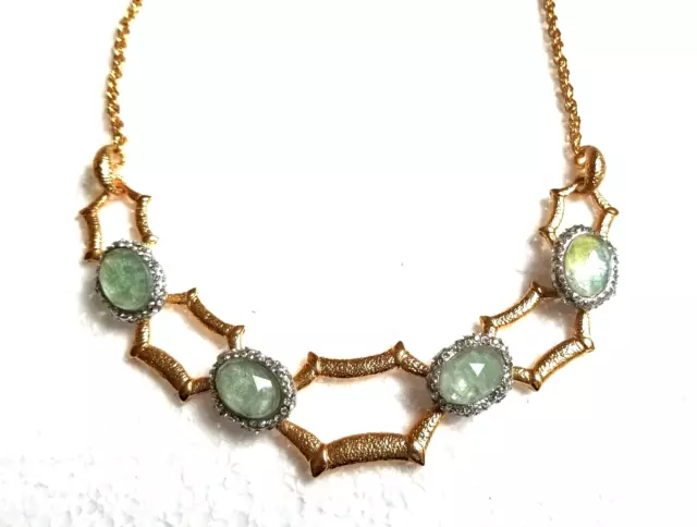Alexis Bittar Miss Havisham Gemstone Crystal Gold Statement Chain Necklace NWT 2