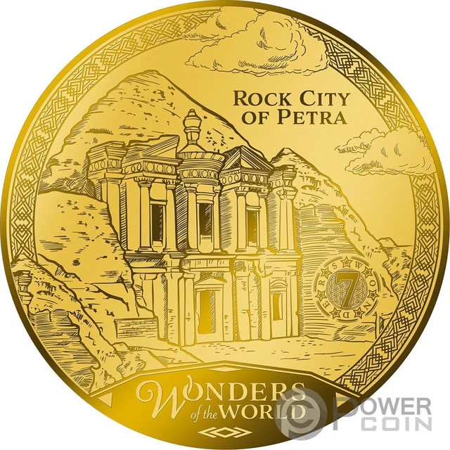 ROCK CITY OF PETRA 7 Wonders Modern World Gold Coin 10$ Solomon Islands 2024