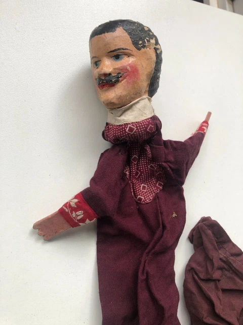 Ancienne Marionnette En Bois Sculpté – Thème Militaire Marin, 35 Cm