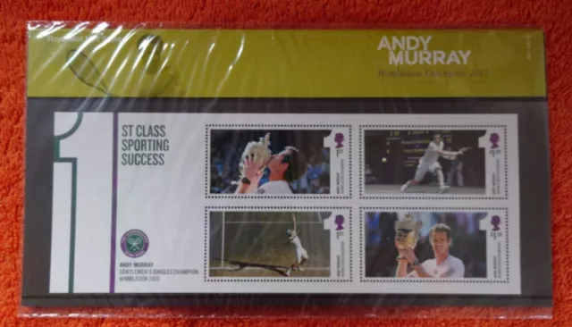 Andy Murray Wimbledon Champion 2013 Royal Mail Mint Stamps Presentation Pack,
