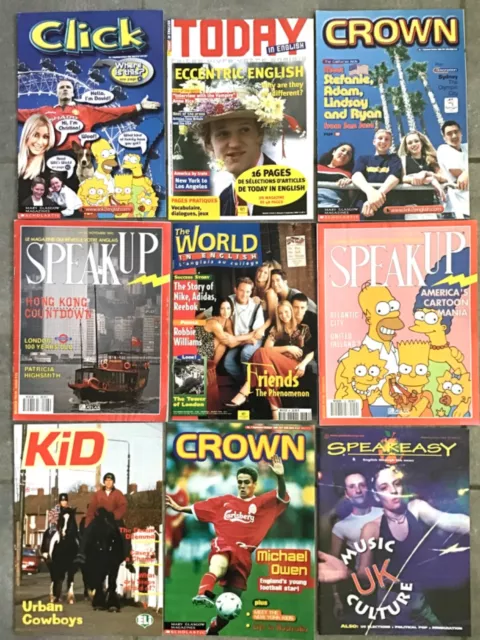 Lot de 9 magazines vintage apprentissage de l'anglais