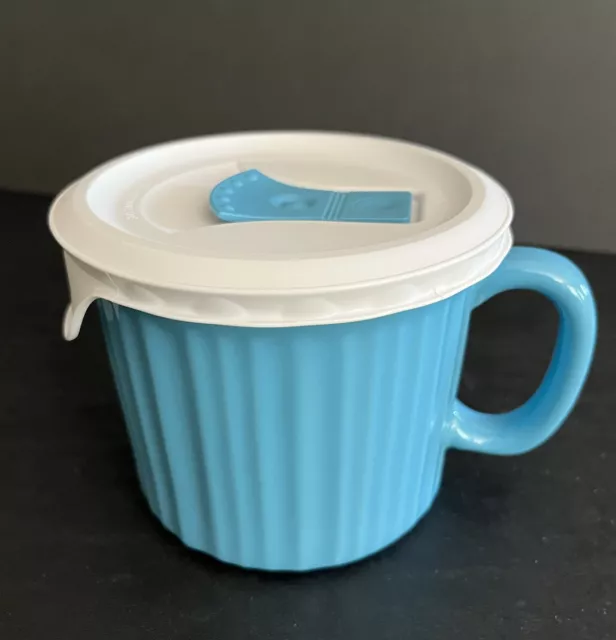 CorningWare Stoneware Colours Meal Mug with Vented Lid, Blue, 20oz. 591 ml. - LN