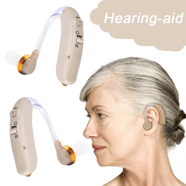 2x Digital Hearing Aid Kit Behind the Ear Adjustable Sound Voice Aid Amplifier