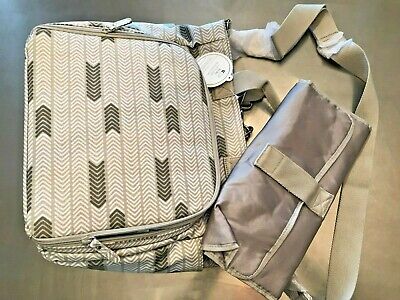 pottery barn baby Hyde convertible diaper bag tote backpack gray Large Insulated