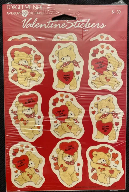 Vintage Valentine Stickers Hearts Vinyl Puffy American Greetings