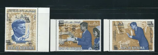 Ras Al Khaima Circa 1960s Kennedy Jfk Set Mit 3 ( VF MNH Auswahl Doppel Ovpt )