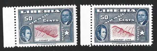 Liberia #C69 1952 Ashmun & Maps 50c CENTER INVERTED error MNH