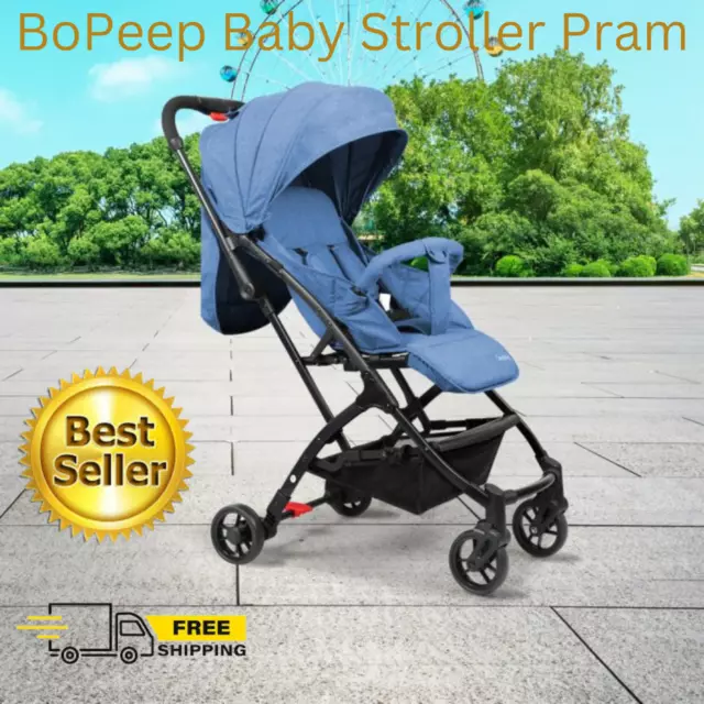 BoPeep Baby Stroller Kids Pram Push Chair Toddler Buggy Foldable Absorbers Blue