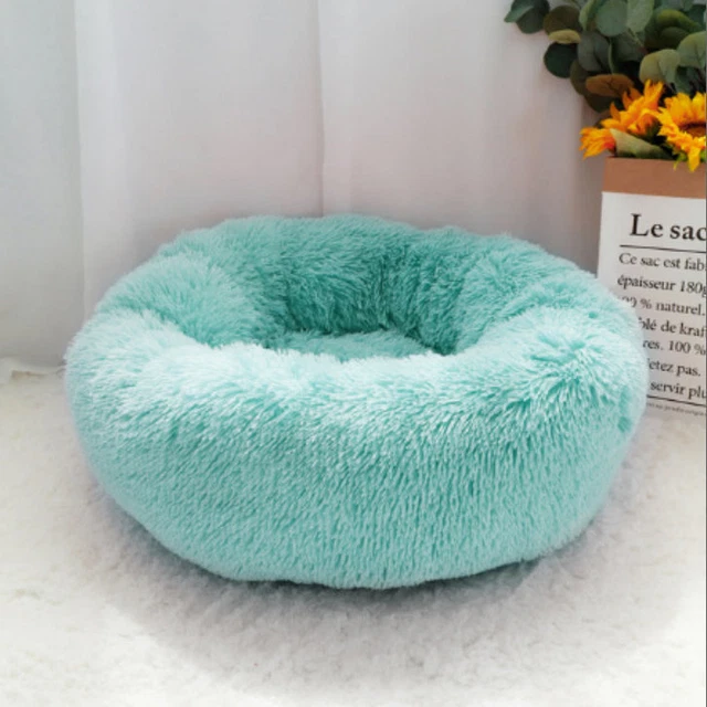 NEW Donut Plush Pet Dog Cat Bed Fluffy Soft Warm Calm Bed Sleeping Kennel Nest 2