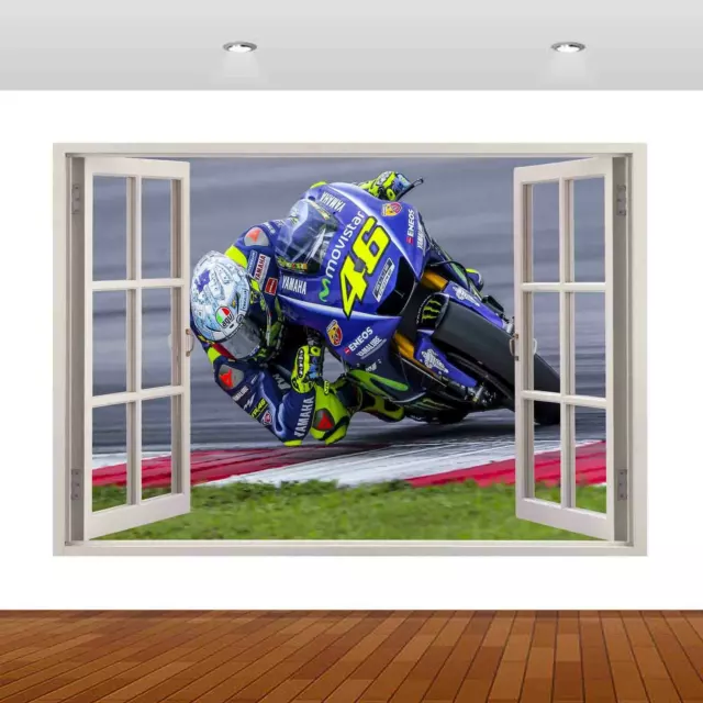Valentino 46 Rossi Sports Bike Racing 3d Mural Wall Sticker Poster Decal S38