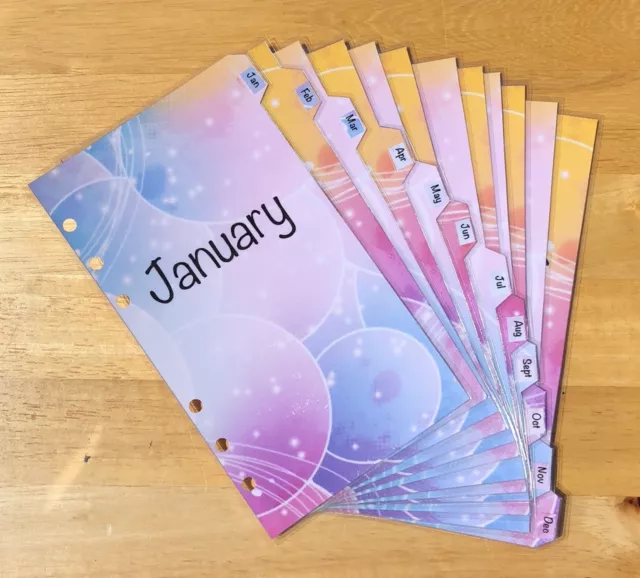 Filofax Personal Organiser Planner - Pretty Bubble Monthly Dividers Laminated