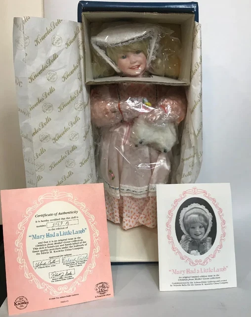 ”Mary Had a Little Lamb" Limited Edition Porcelain doll by Edwin M. Knowles 