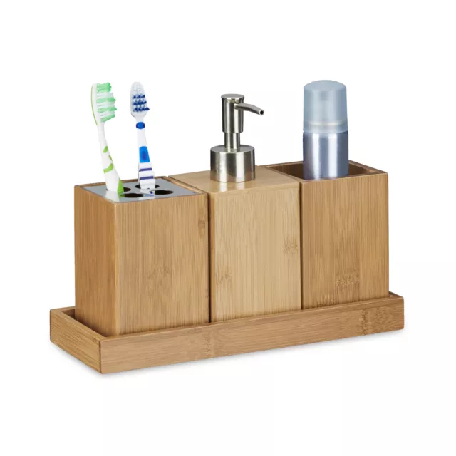 Accessoires de bain porte brosse à dents porte-savon en bambou