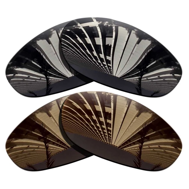 2 Pairs Polarized Replacement Lenses For-Oakley Monster Dog-Black+Bronze Brown
