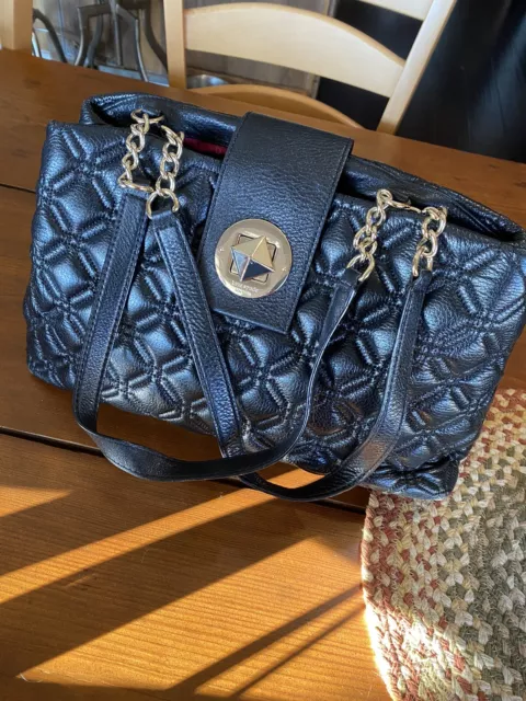 Kate Spade New York Black Quilted Leather Astor Court Elena Tote Shoulder Bag