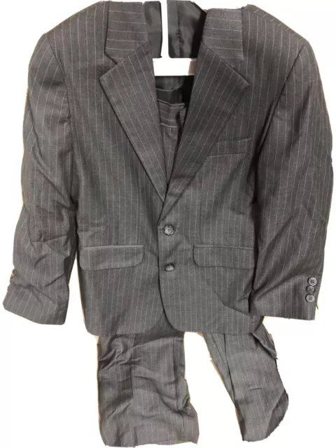 Boys Van Heusen Suit 8 Reg Grey Pinstripe Worn Once