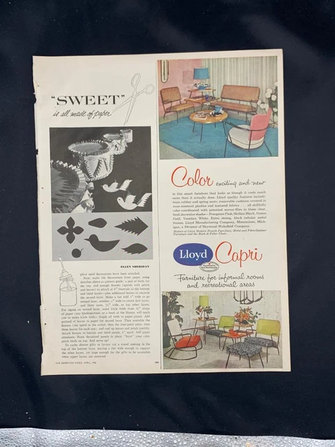 Magazine Ad* - 1955 - Lloyd Furniture - "Capri" - Mid Century Modern