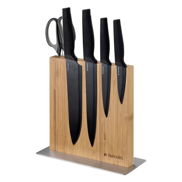 Soporte magnético para cuchillos y utensilios de cocina - Doble cara en bambú