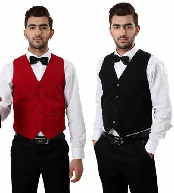 Men's WAISTCOAT For WEDDING WAITERS BAR STAFF Vest Tops Waist Coats Fancy Dress 2