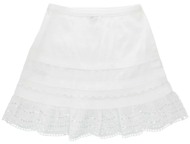 Club Monaco Women's Lettee Skirt, Embroidered A-Line Scalloped Hem, 100% Cotton 2