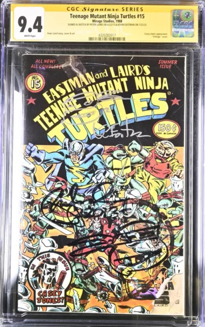 TMNT 15 CGC SS 9.4 SIGNED Eastman Peter Laird SKETCH Teenage Mutant Ninja Turtle