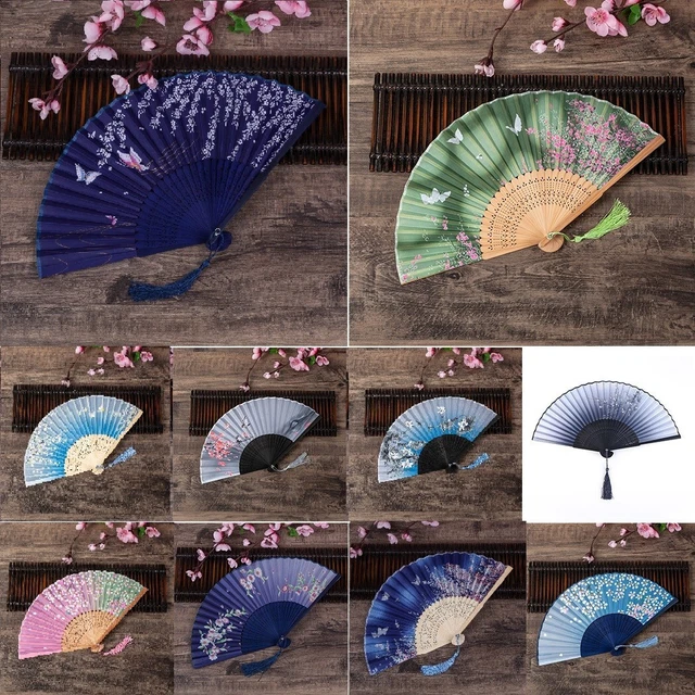 Ventilador de bambú plegable a mano boda disfraz antiguo plegable para fiesta en/exterior