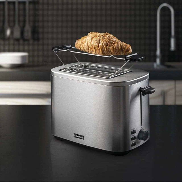 Bestron Toaster 800W Edelstahl Brötchen-Röstaufsatz 2 Scheiben Toastautomat B...