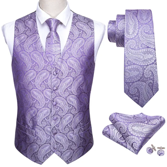 Gilet gilet da uomo viola paisley set cravatta senza maniche matrimonio lavoro formale casual
