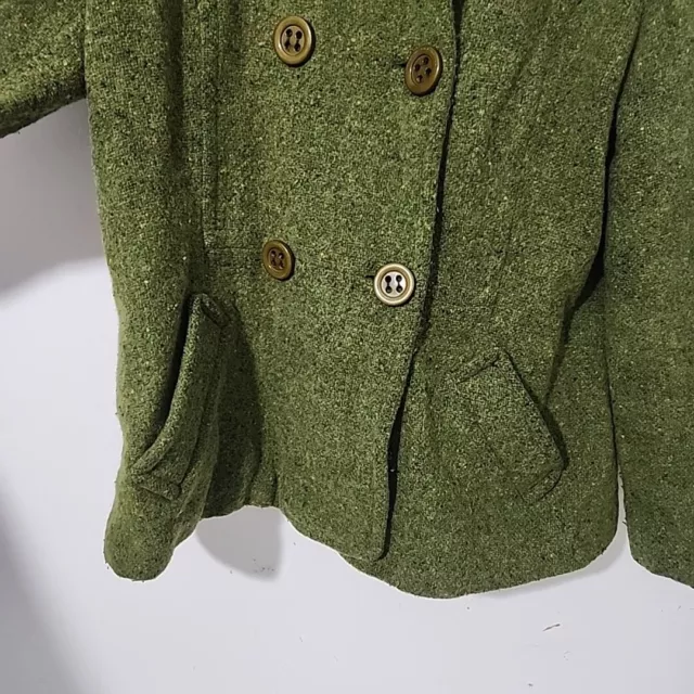 Collection by Gallery Wool Jacket Womens XL Green Button Lined Pockets Coat 3