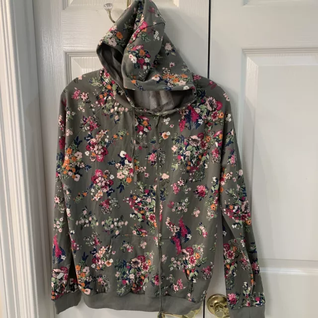 NWT Vera Bradley Hooded Sweatshirt SZ S Gray Floral