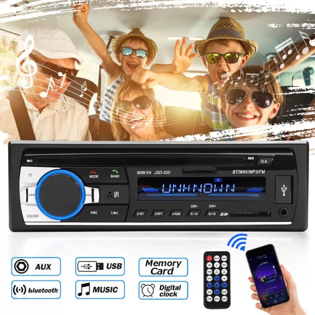 1Din Autoradio Bluetooth Voiture USB Aux-In FM MP3 Stéréo Lecteur Car Radio