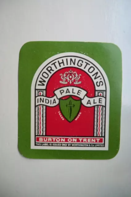 Mint Worthington Burton India Pale Ale Brewery Beer Bottle Label T5