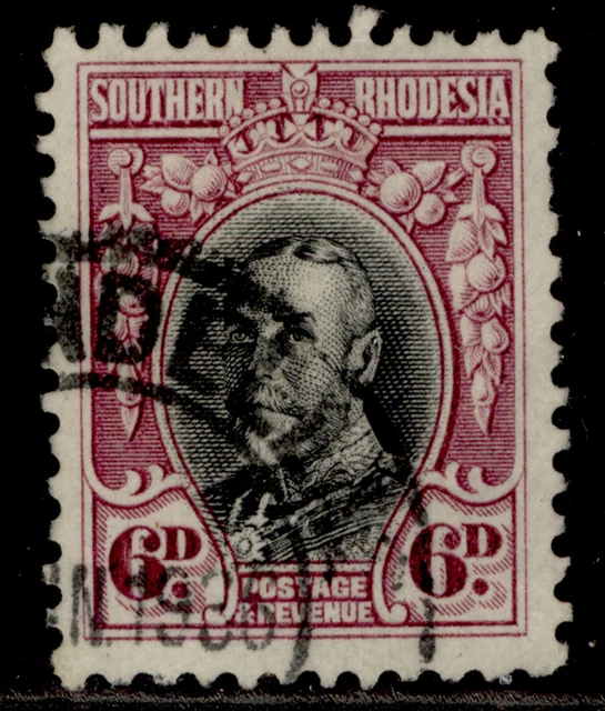 SOUTHERN RHODESIA GV SG20, 6d black & magenta, FINE USED.