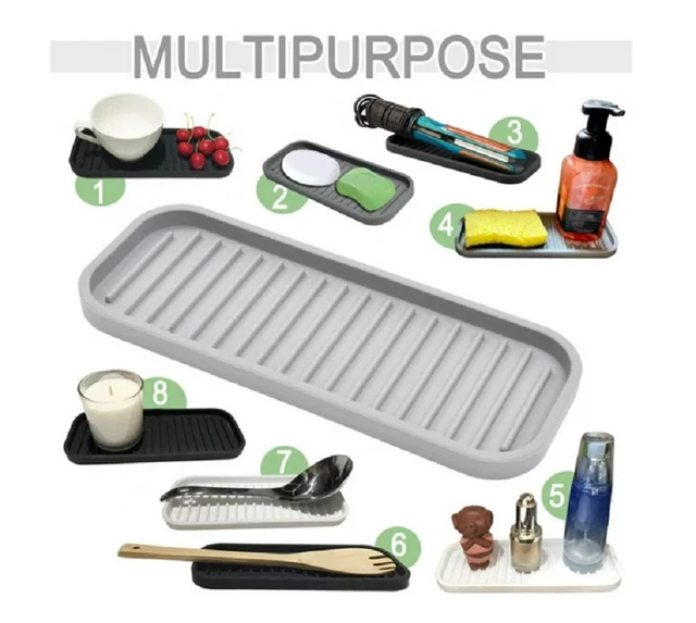 Silicone Sponge Holder Kitchen Sink Organizer Tray Dish Soap Dispenser Rack