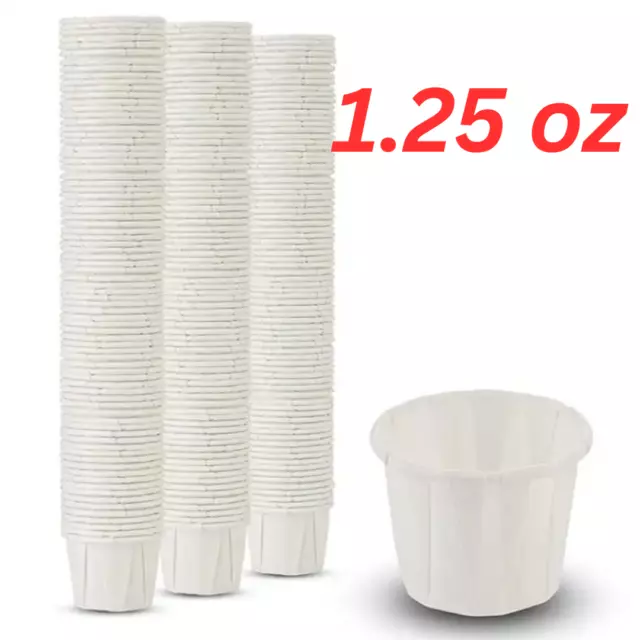 1.25 oz Paper Portion Cups Disposable Souffle Condiment Jello Ketchup Testing