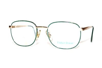 New Vintage Fisher-Price Kyle Green Gold Retro Eyeglasses Rx 48-17-125 France