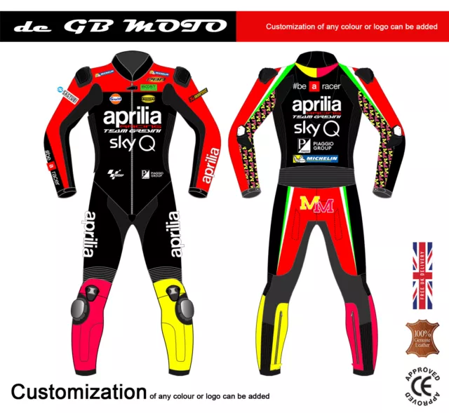 Aleix Espargaro Aprilia 1 Piece Motorbike Racing Leather Suit Ce Approved Armour