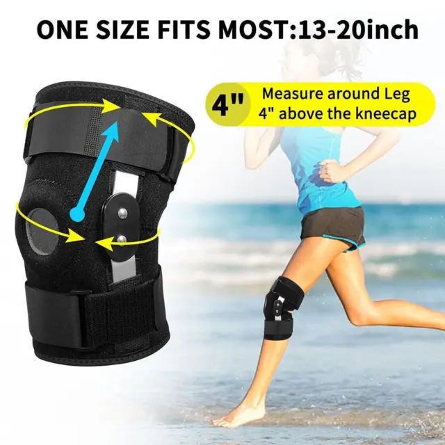 Knee Brace Hinged Compression Sleeve Joint Support Open Patella Stabilizer 3