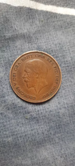 Extremely Rare 1936 One Penny King George V British Coin Unique VERY COLLECTABLE